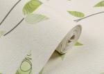 Hotel Bedroom Asian style Wallpaper Breathable with White Green Leaves pattern