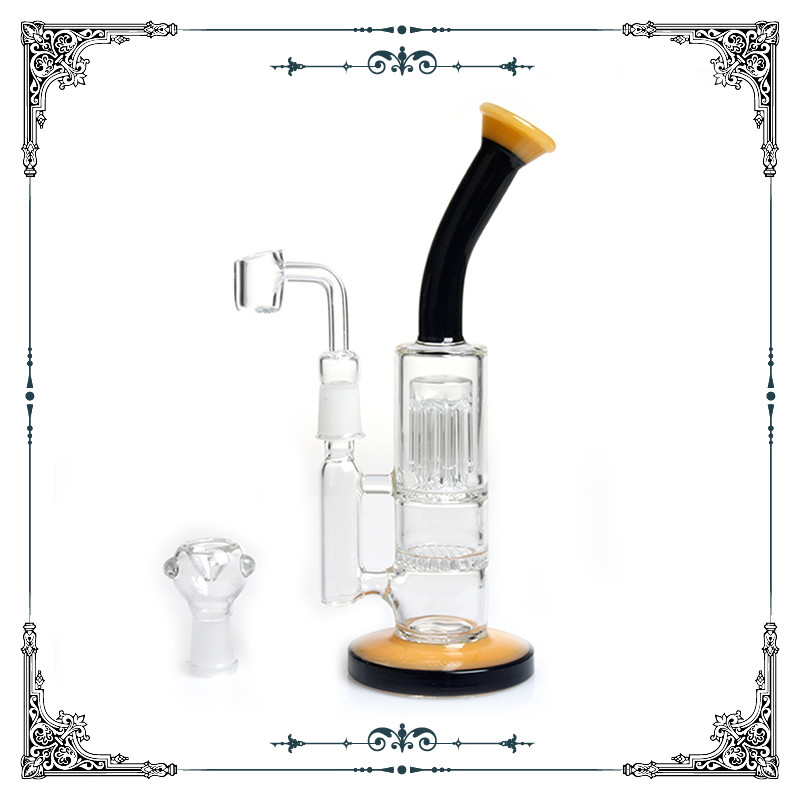 6 Tree Arms Honeycomb Perc Dab Oil Rig With Hookah Glass Bowl And Quartz Banger