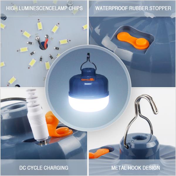 Portable Led Bulb Solar Emergency Lights For Camp Tent IP65 2700K