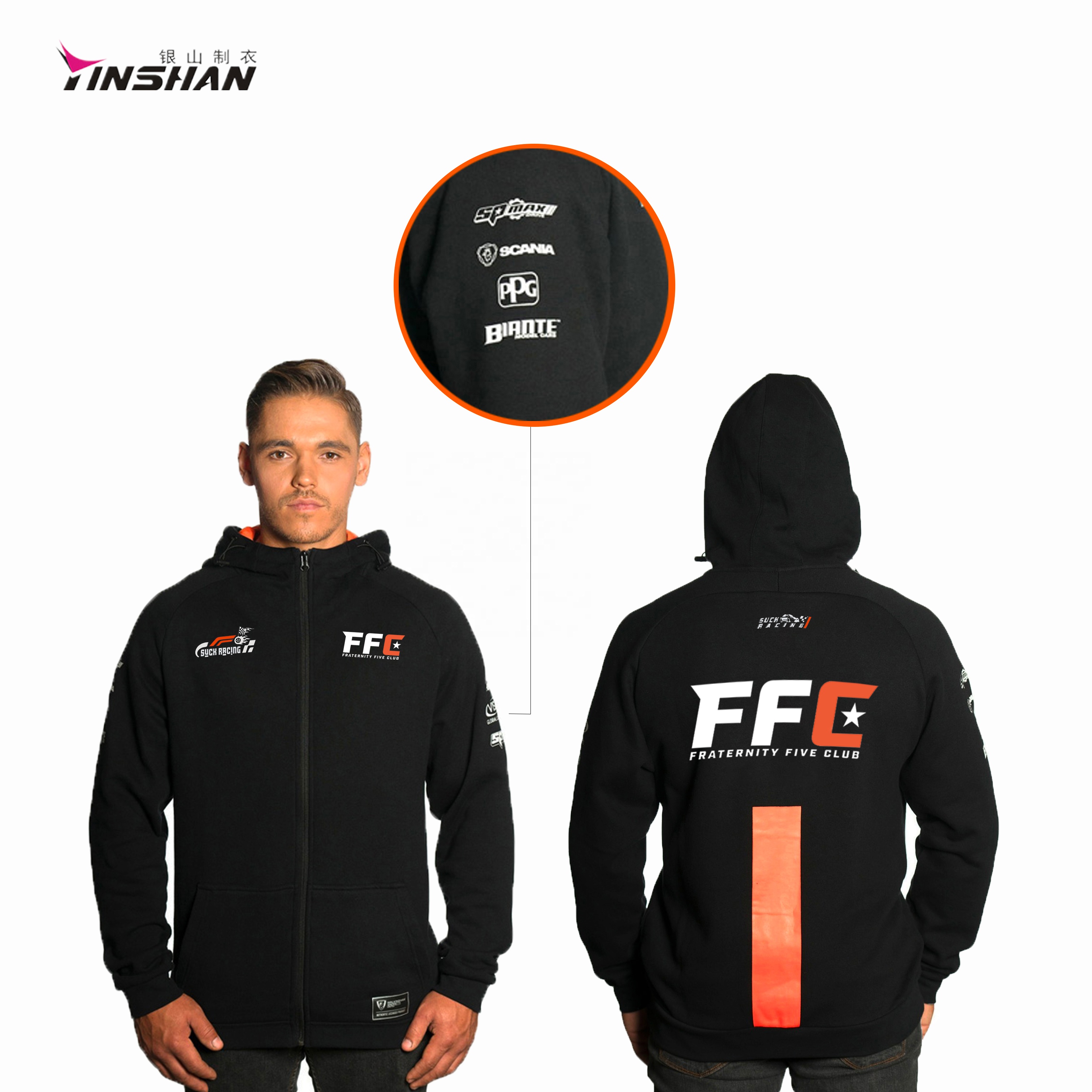 Regular Sleeve Style Printed Full Zipper Sportswear for Moto cycle F1 Racing Hoodies
