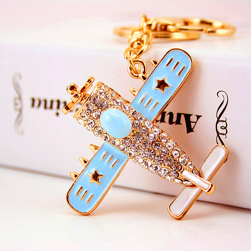 6inches Custom Airplane Keychain Diamond Alloy Crystal For unisex