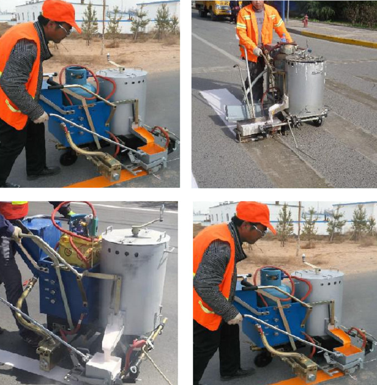 Hand Pushing Parking Line Striper Street Striping Machine 1.2-3mm Adjustment Range