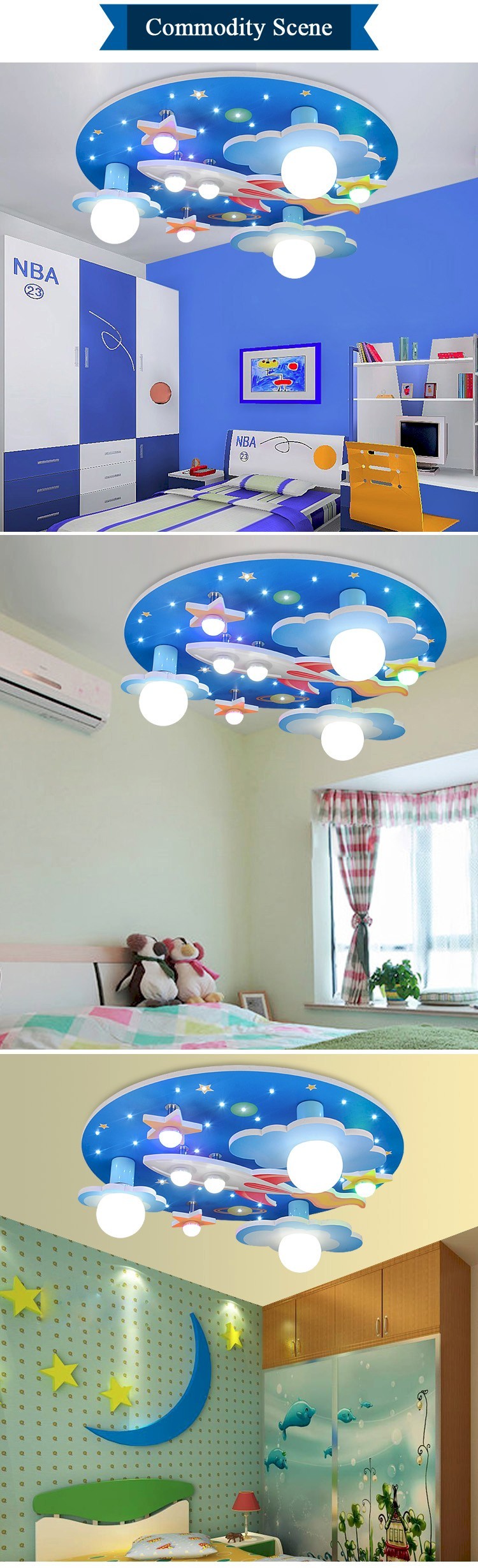 Cartoon Remote Control LED Ceiling Lights kids room chandelier(WH-MA-152)