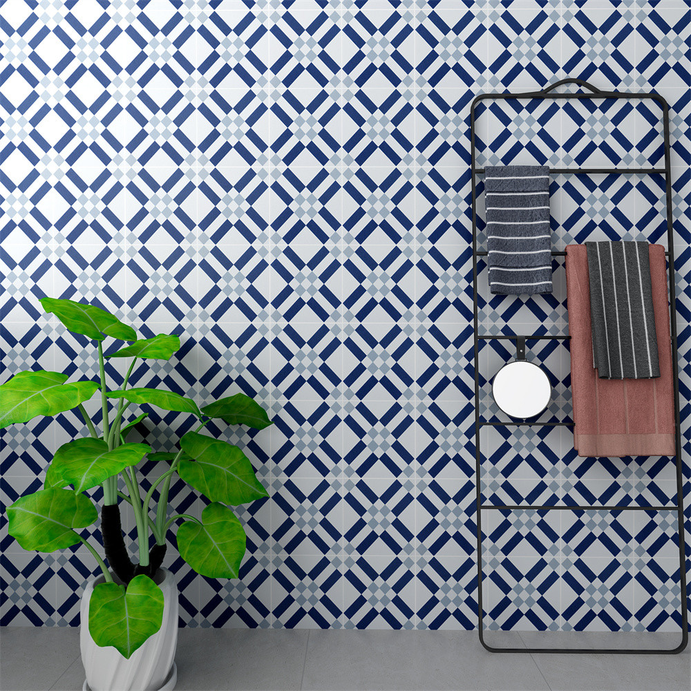 200x200mm waterproof Wall Ceramic Rustic Tiles For Balcony And Blue And White Indoor Floor Tiles For Bathroom