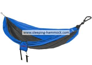 China Lightweight Foldable Cool Parachute Nylon Travel Hammock 2 Person 210T Blue Charcoal wholesale