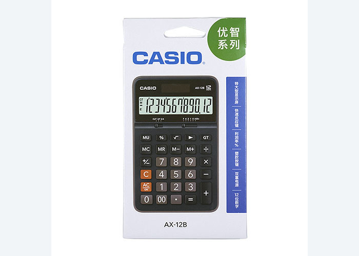 For Authentic Casio AX-12B Calculator 12-digit solar powered business office computer