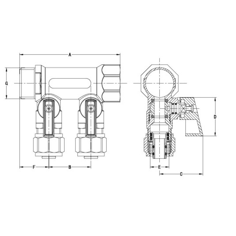 Max.16bar Brass Manifold Valve 3/4"xD16 Brass 4 Way Manifold Distrustion
