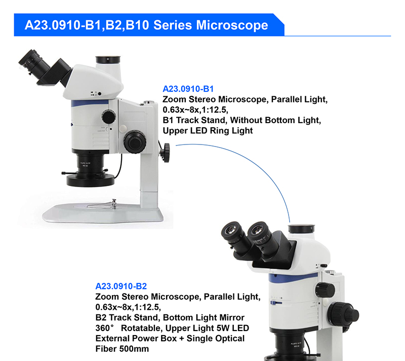 A23.0910 0.8x~10x Zoom Stereo Optical Microscope With High Eye-point Wide Field Plan Eyepiece PL10X/23mm