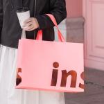 Hand Length Handle Ins Style Pink Paper Bags for Boutique Gift Craft Shopping