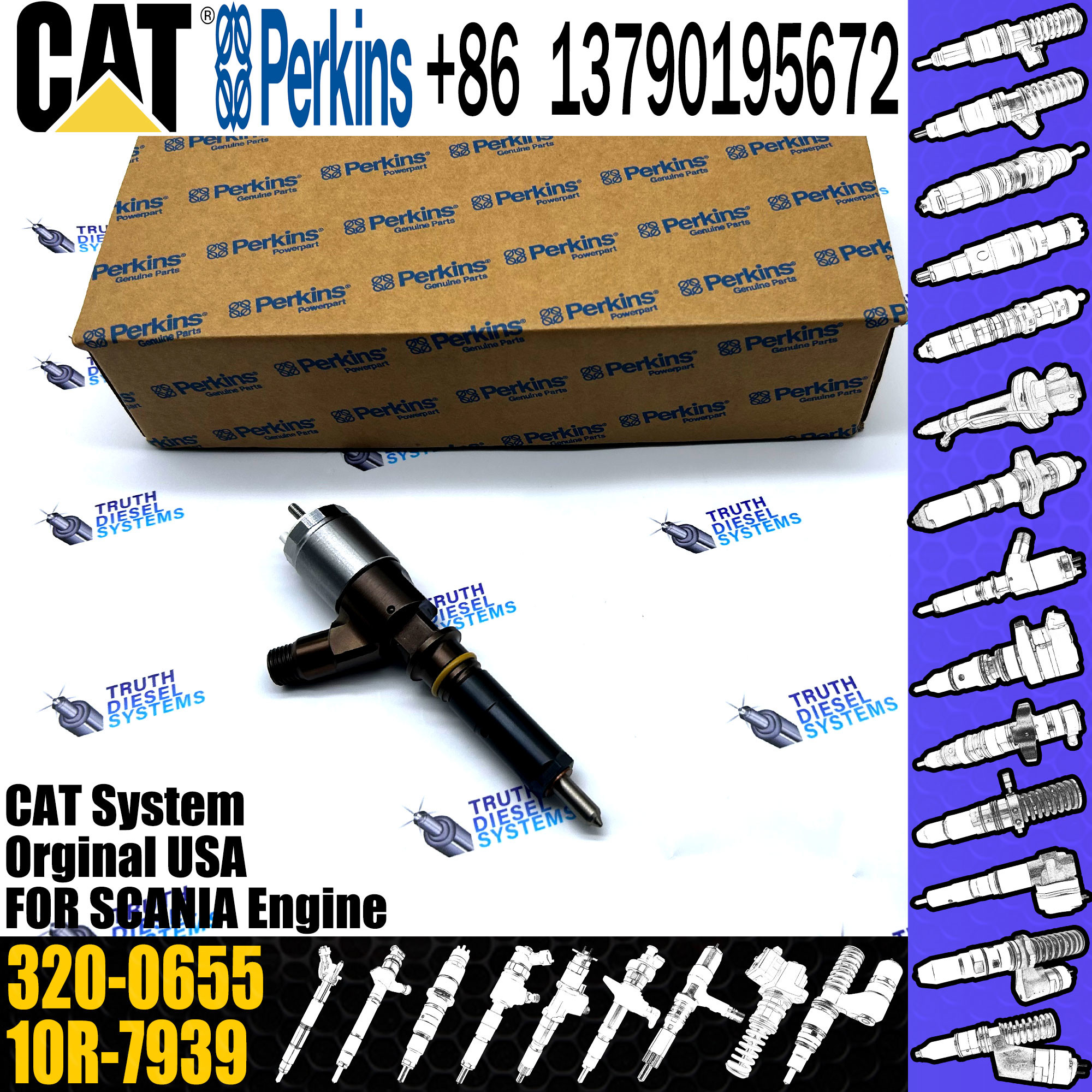 Common Rail Diesel Fuel Injector 2645A751 3200655 320-0655 For Excavator C6.6 C6.4 C4.4 Engine 320D