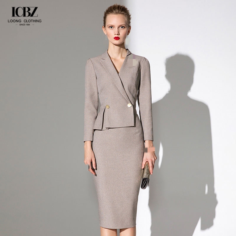 Formal Ladies Women Suit in Slim Fit Office Dress with Two Pieces in Color