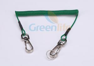 China Retention Dark Blue Coil Tool Lanyard PU Coated Split Key Ring For Hand Tools wholesale