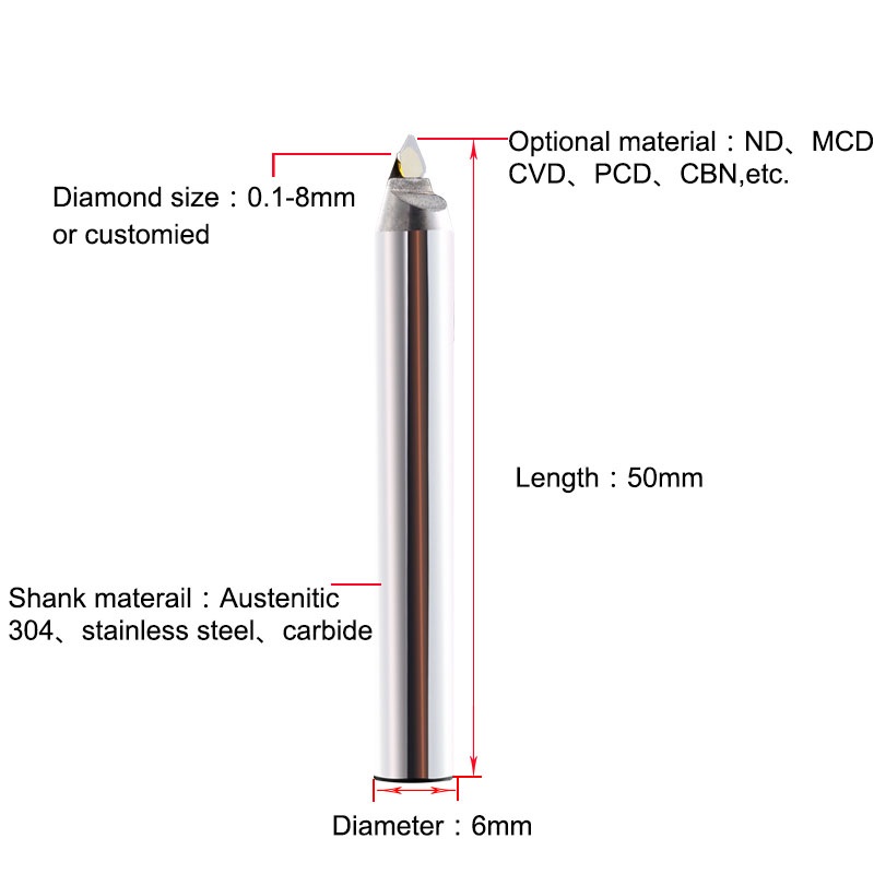 0.1mm Ball 6mm Shank Diamond End Mill Cutting Tools