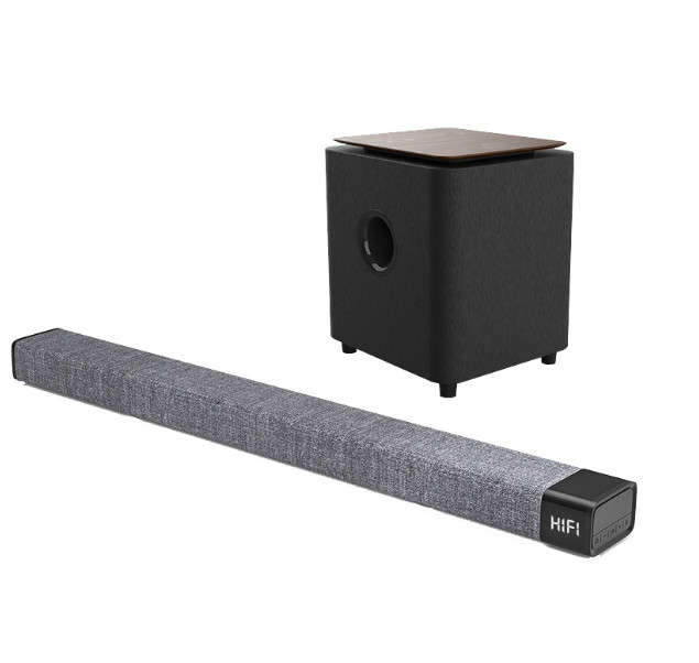 230W Output Gray Wood Color Wireless Bluetooth Soundbar With Wireless Connection