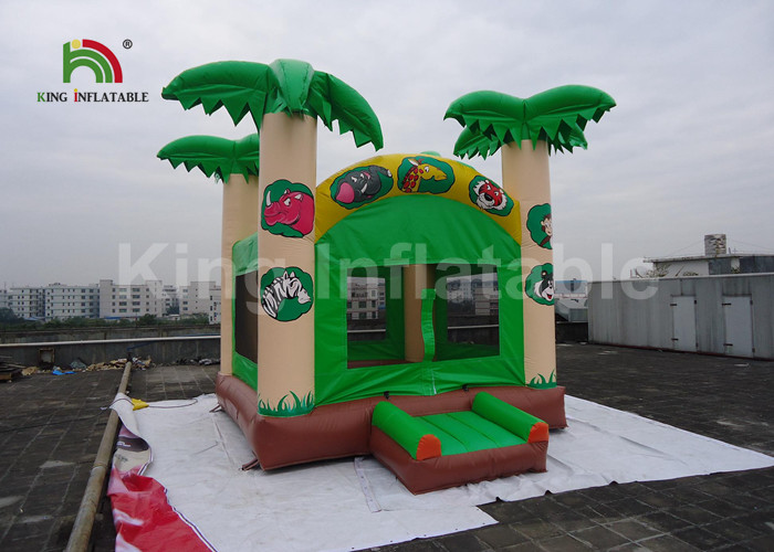 5x4.5m Green Coconut Tree Kids Inflatable Jumping Castle / Blow Up Bounce House