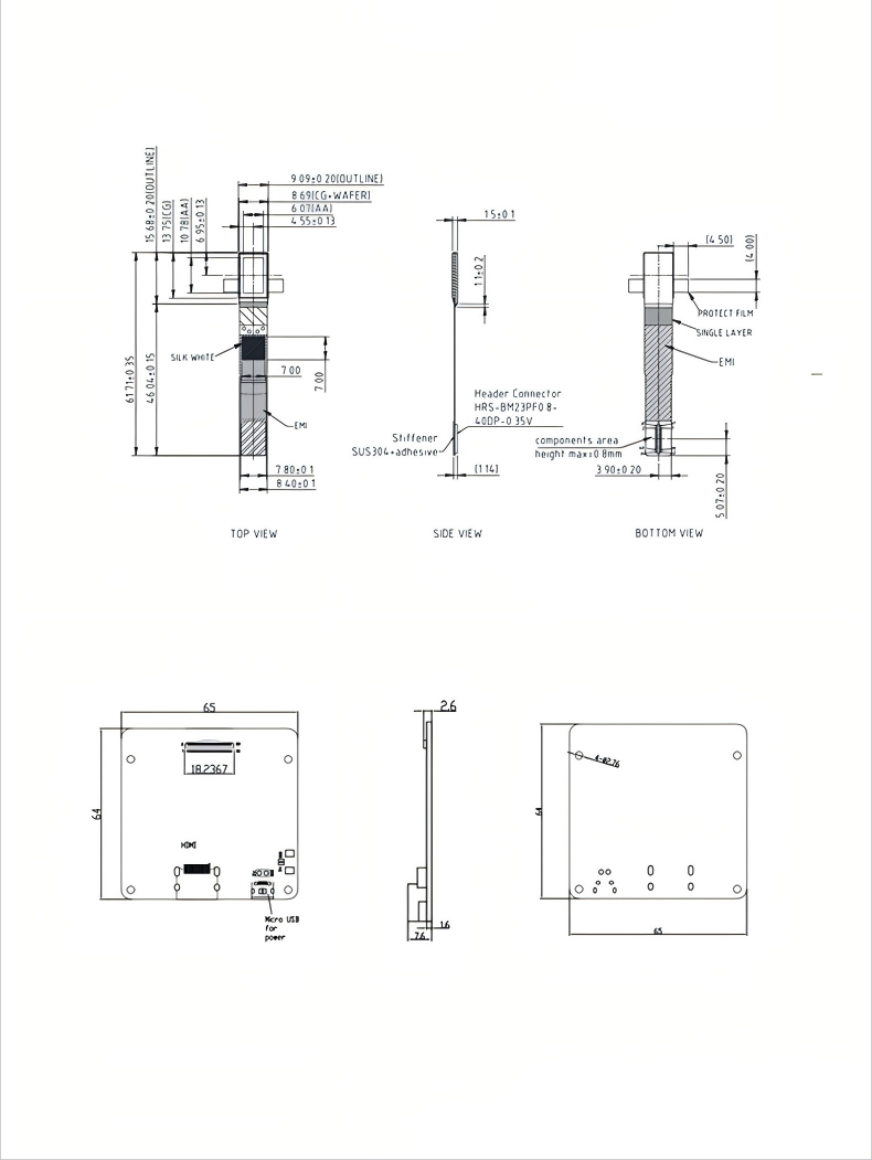 Micro OLED pin definition diagram