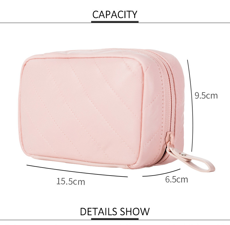 Leather Portable Waterproof Compartments PU Cosmetic Bag
