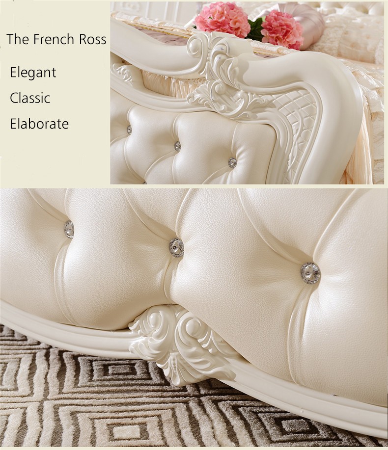 2018 European Style Antique wooden king size soft bed