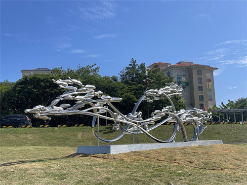 Polished Large Outdoor Fish Sculpture Garden Stainless Steel Animal Sculpture