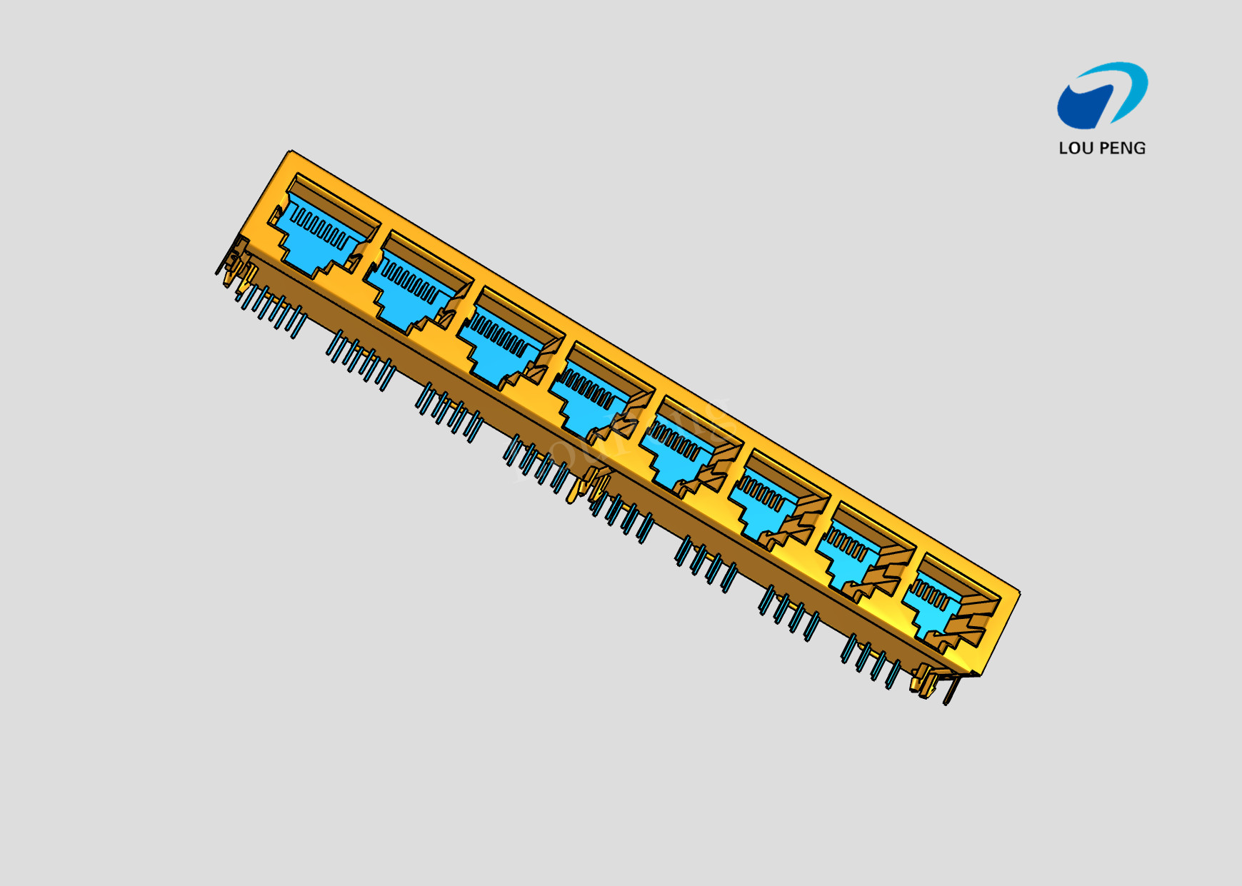 RJ45 8-port jack Cat.5 THT angled