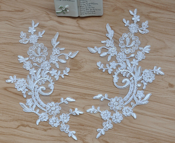 Cord Lace Applique Ivory Color Embroidery Flower for Wedding Dress embroidery rayon thread