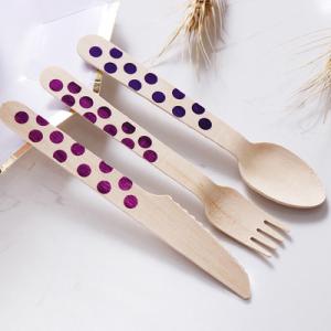 China Nature Birchwood Cutlery Set 160 mm Purple Wooden Utensils wholesale
