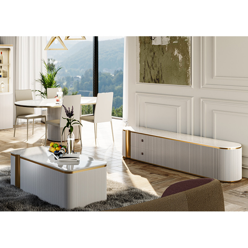 Modern Luxury Wood TV Cabinet And Coffee Table Set Home Furniture Living Room Wooden TV Stand With Storage