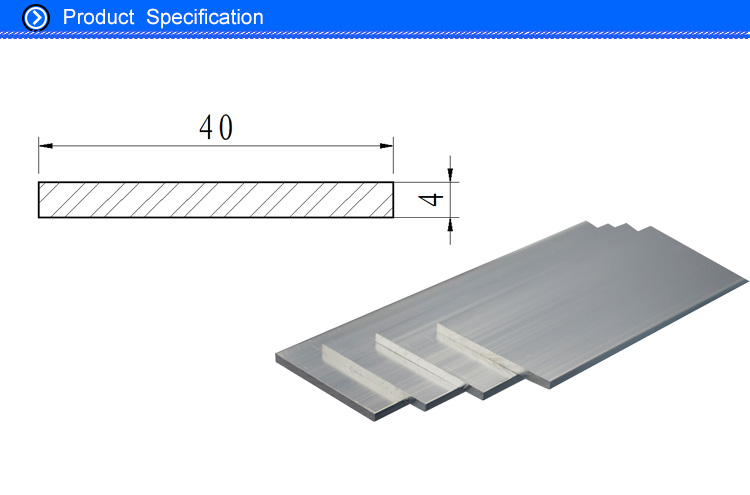 40mm Silver Oxidation Aluminium Flat Bar , 6063 Anodized Aluminum Extrusion Solid Bar Profiles