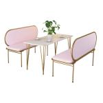 Commercial Restaurant Booth Bench , Fabric And Steel Two Seater Bench