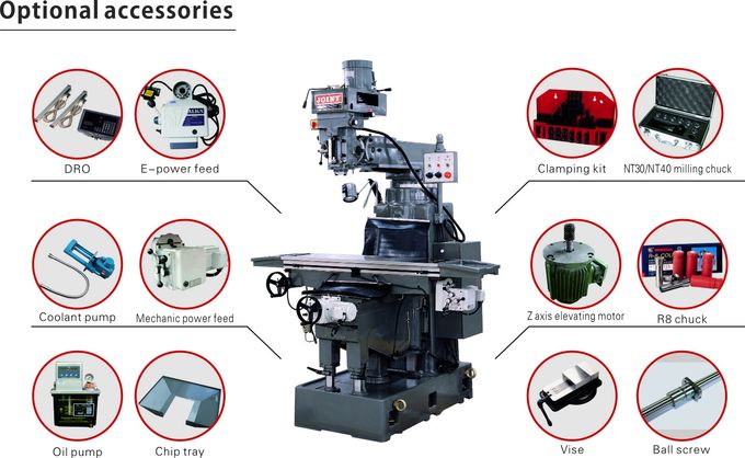 R8 3HP RAM Vertical Turret Milling Machine Metal Milling Boring Machine 4PM