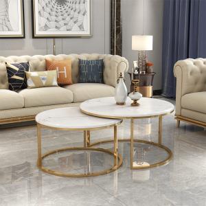 China Tempered Glass Circle Marble Coffee Table Matte Finish wholesale