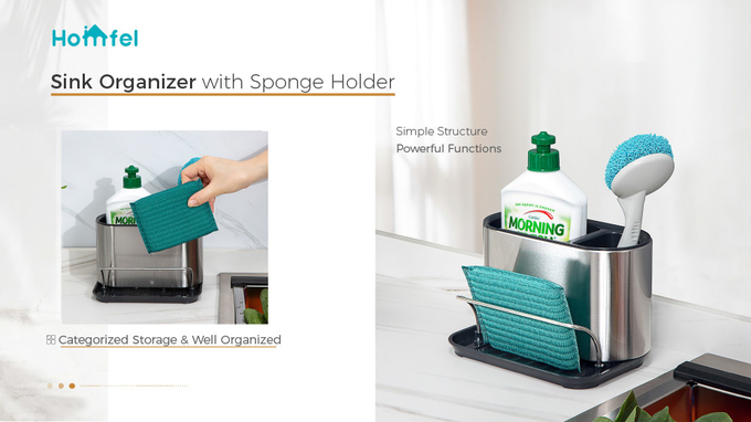 Efficiently Store Your Kitchen Essentials With OEM ODM Sink Caddy Shelf Drying Rack