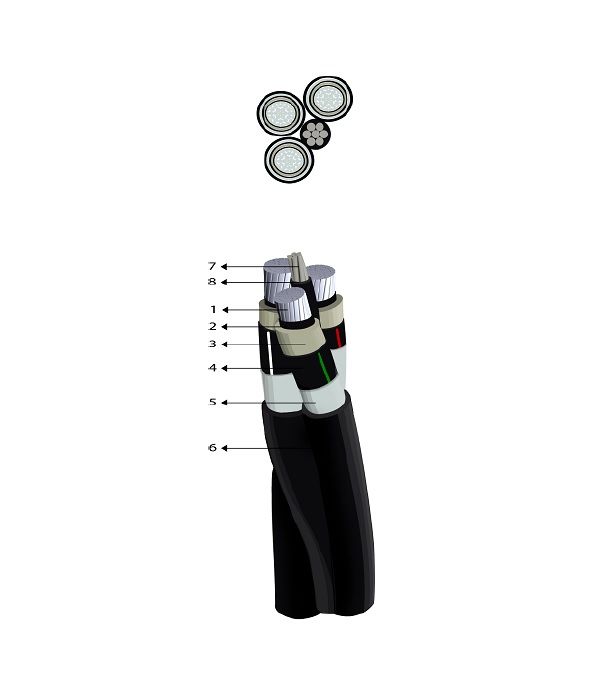 Cable Tripolar de Aluminio Autoportante 18/30kV NA2XSA2Y-S de 3x1x50 mm²