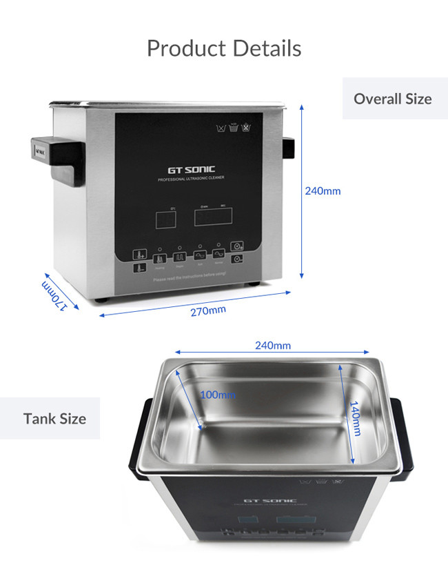 GT SONIC D3 Heated Ultrasonic Cleaner 3L For Jewelry Tools and Parts