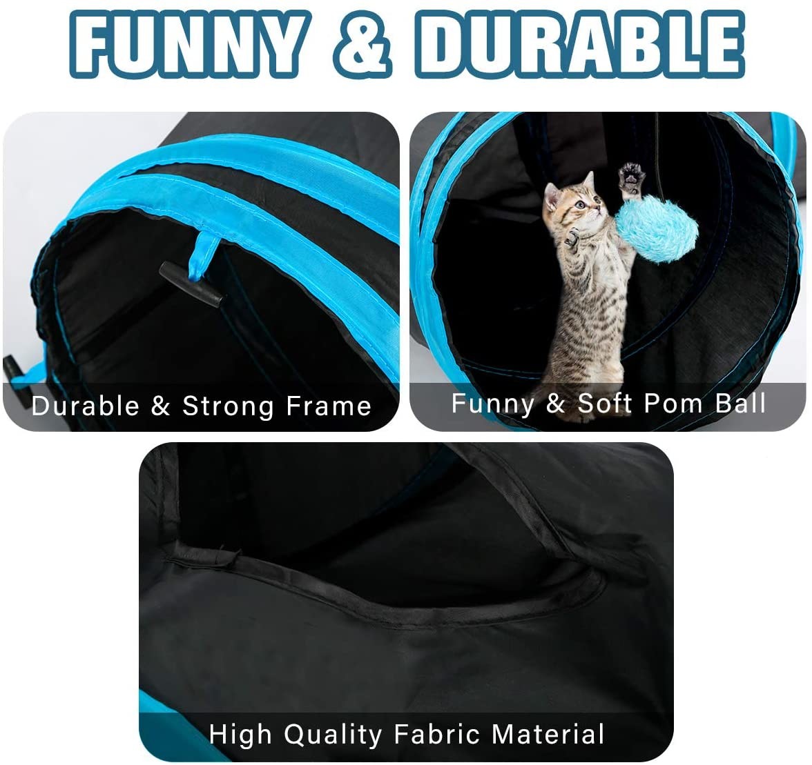 5 Way Cat Tunnel Tube Extensible Collapsible With Balls And Bells