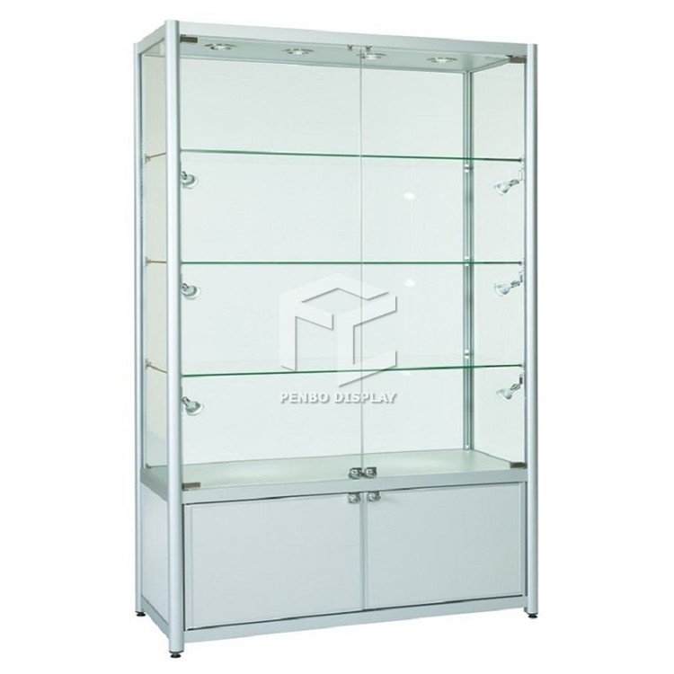 47in Long Shop Glass Display Showcase Cabinet Melamine Board With T5 LED Light