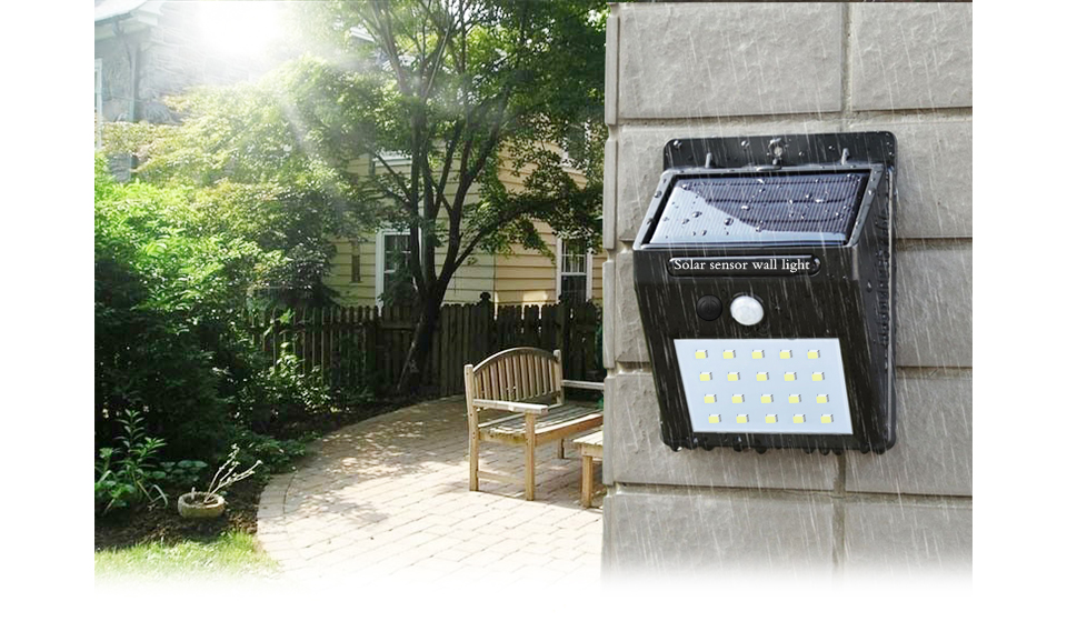 800mAh 200LMs Solar Powered 20 Led Motion Sensor Light Wireless Exterior Security