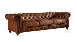 Chesterfield Tan Brown Soft Leather Sofa Set Antique Industrial Style For Living