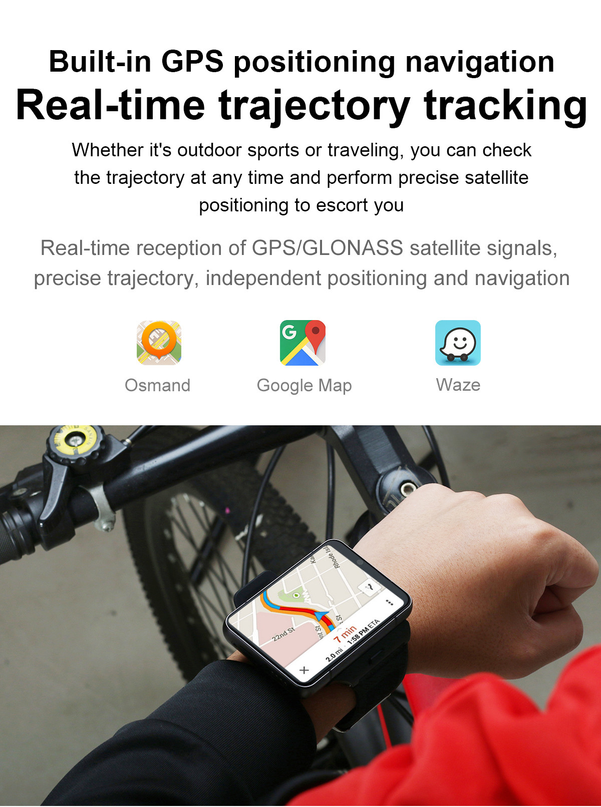 SIM Card 2.88inch GPS Bluetooth Calling Smartwatch With 4G Nano