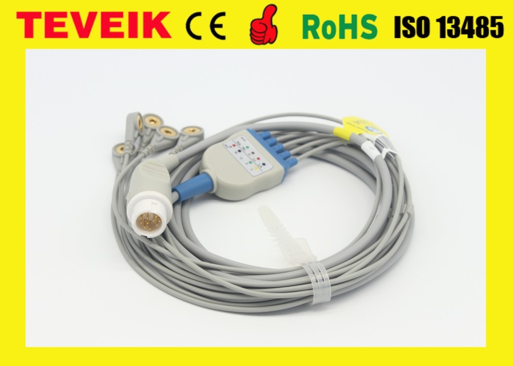 Teveik Factory Mindray Reusable Round 12pin 5 leads ECG Cable For PM7000 Patient Monitor