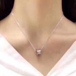 CZ Cubic Zircon Sterling Silver Neckalce Circle Pendant For Women Girl