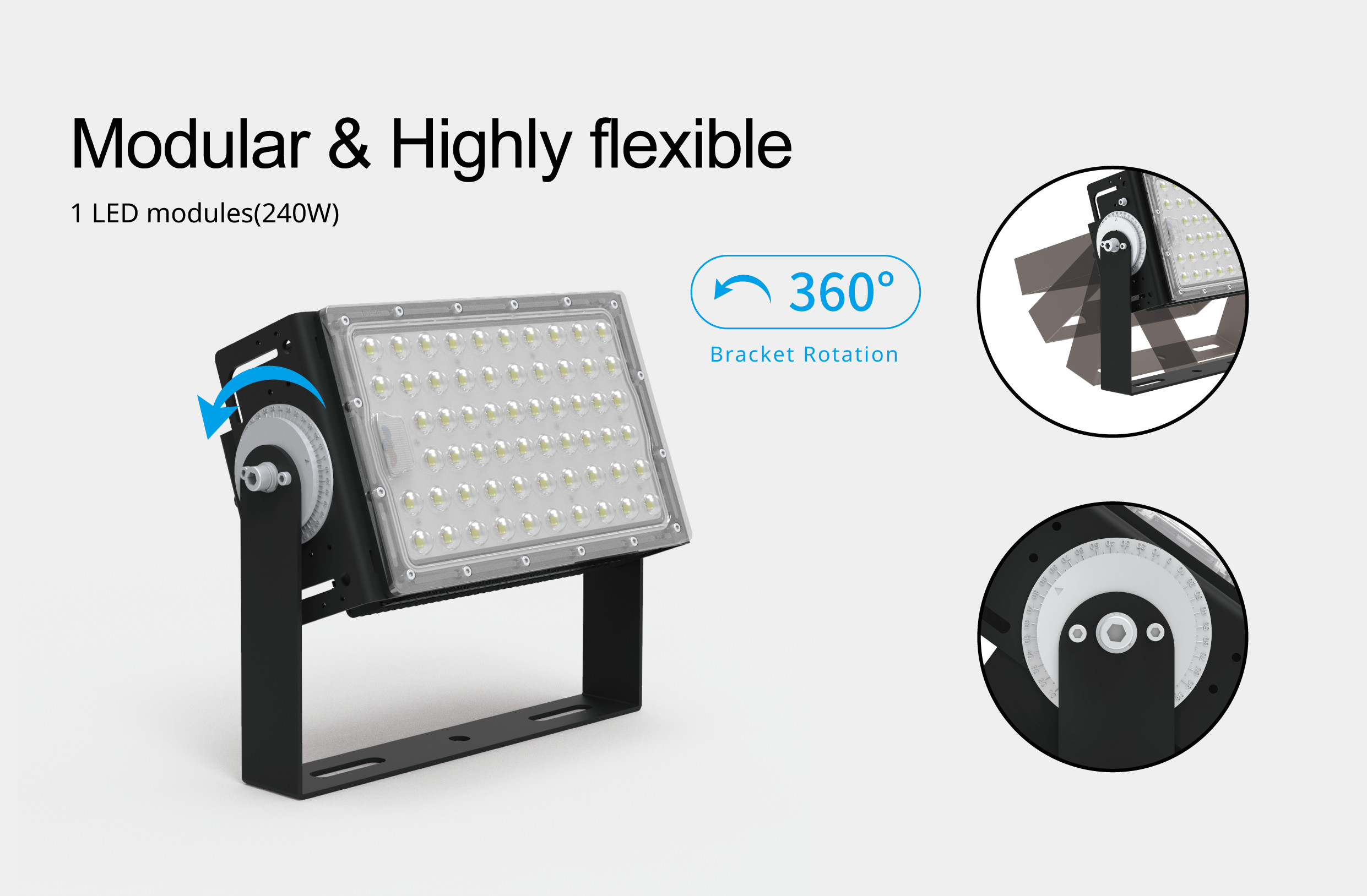 Best Sport Lighting IP66 IK10 240w 145LM/W Bracket Rotation 360°
