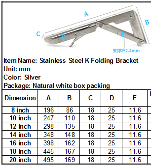 Custom Triangle Spring Folding Shelf Locking Hinge Bracket for Wall Mounting in Silver