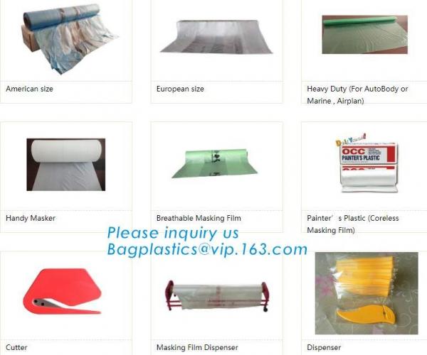 Pre-tapd paint masking film HDPE,Car paint repair masking film with tape, Hot sell masking film with adhesive tape, PAC