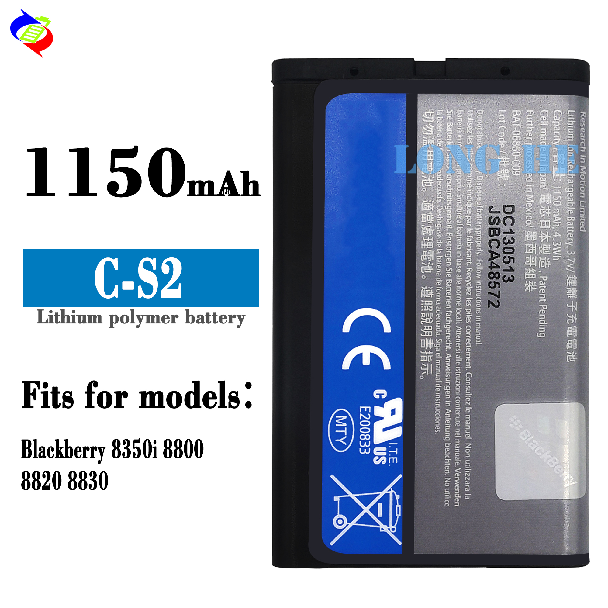 1150mAh Li-ion Rechargeable Extended Cell Phone Battery for Blackberry C-S2 9360 Z10 Q10