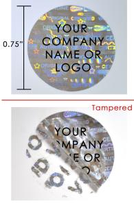China ISO9001 25mm Width Genuine Secure Hologram Sticker For Glass Vial wholesale