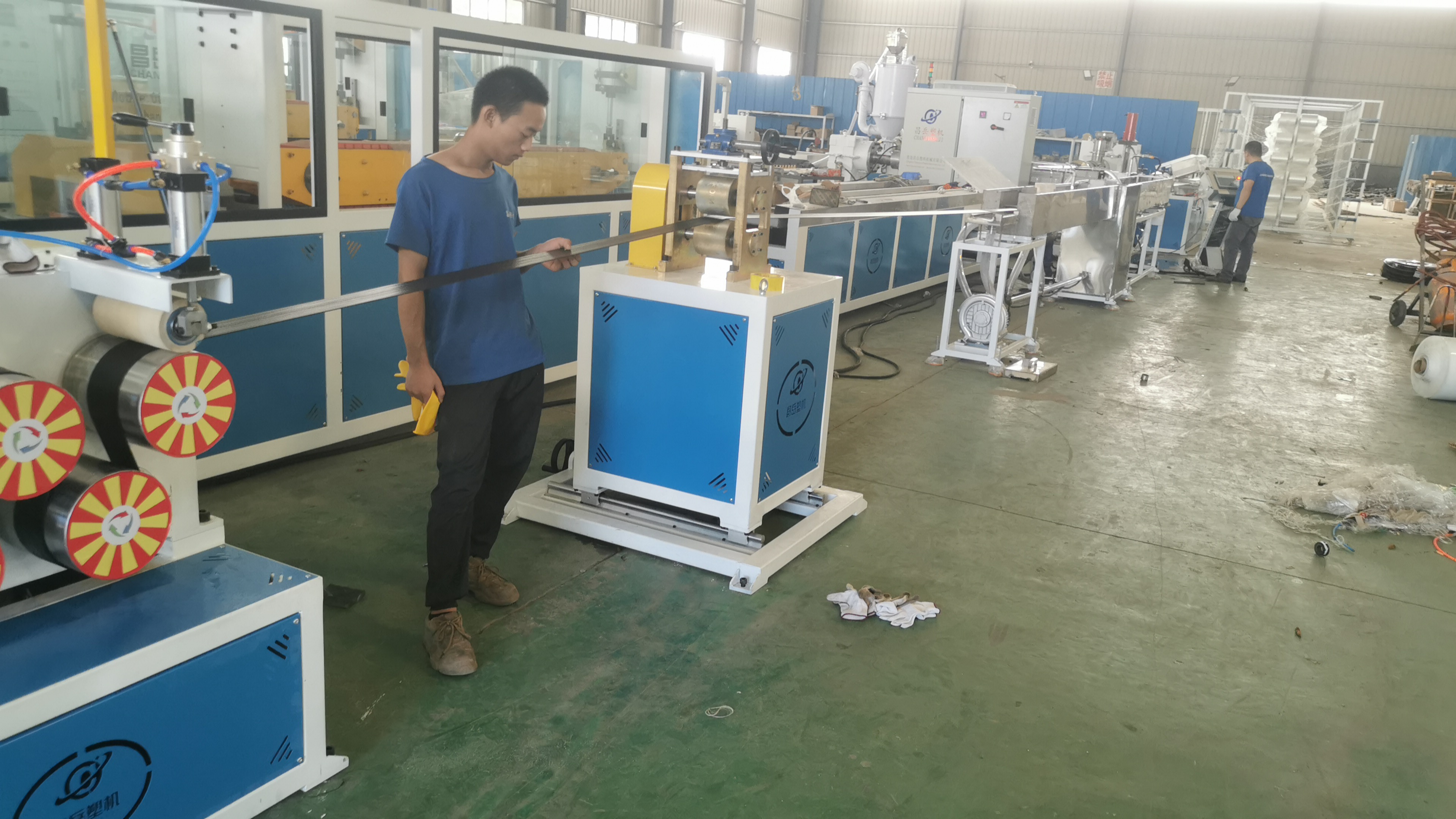 India Market Geo Strap Band Production Line with 7000 KG Capacity and PP PE Granules