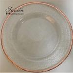 Transparent Gold Beaded Rim Charger Plate Round Flat Glass