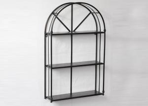 China Living Room Black Floating Metal And Wood Display Shelves wholesale