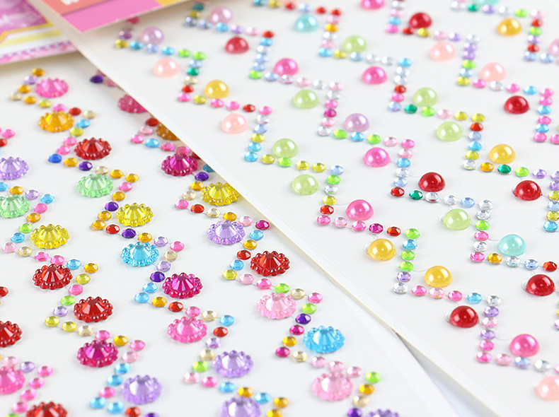 3D Acrylic Self Adhesive Diamond gem drill stickers Rhinestone Sheet for kids diy and Decal Mobile Scrapbooking OEM
